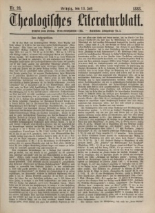 Theologisches Literaturblatt, 13. Juli 1883, Nr 28.