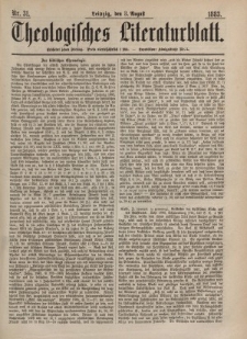 Theologisches Literaturblatt, 3. August 1883, Nr 31.