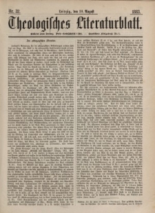 Theologisches Literaturblatt, 10. August 1883, Nr 32.