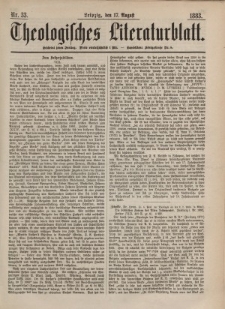 Theologisches Literaturblatt, 17. August 1883, Nr 33.