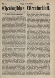 Theologisches Literaturblatt, 12. Oktober 1883, Nr 41.