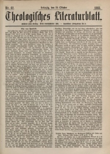 Theologisches Literaturblatt, 19. Oktober 1883, Nr 42.