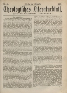 Theologisches Literaturblatt, 9. November 1883, Nr 45.