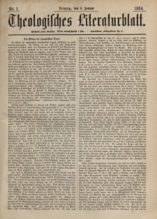 Theologisches Literaturblatt, 4. Januar 1884, Nr 1.