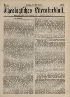Theologisches Literaturblatt, 25. Januar 1884, Nr 4.