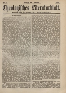 Theologisches Literaturblatt, 1. Februar 1884, Nr 5.