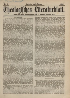 Theologisches Literaturblatt, 8. Februar 1884, Nr 6.