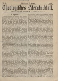 Theologisches Literaturblatt, 15. Februar 1884, Nr 7.