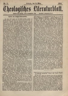 Theologisches Literaturblatt, 14. März 1884, Nr 11.