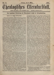 Theologisches Literaturblatt, 21. März 1884, Nr 12.
