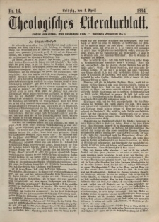 Theologisches Literaturblatt, 4. April 1884, Nr 14.