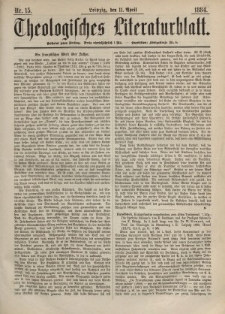 Theologisches Literaturblatt, 11. April 1884, Nr 15.