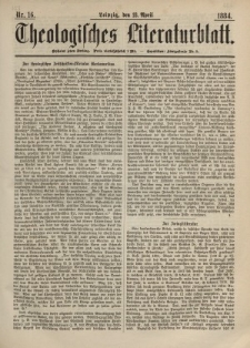 Theologisches Literaturblatt, 18. April 1884, Nr 16.