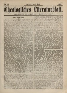 Theologisches Literaturblatt, 2. Mai 1884, Nr 18.