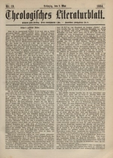 Theologisches Literaturblatt, 9. Mai 1884, Nr 19.
