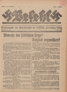Befehl Nr. 15, 1. April 1933