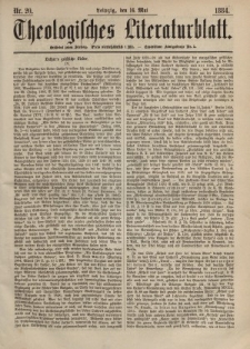Theologisches Literaturblatt, 16. Mai 1884, Nr 20.