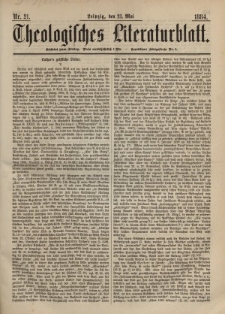 Theologisches Literaturblatt, 23. Mai 1884, Nr 21.