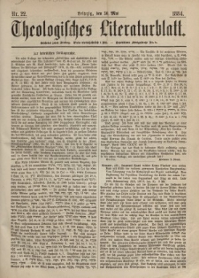 Theologisches Literaturblatt, 30. Mai 1884, Nr 22.