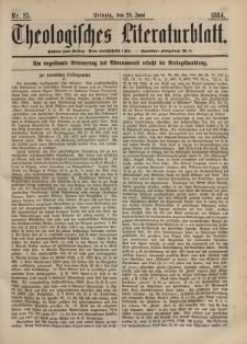 Theologisches Literaturblatt, 20. Juni 1884, Nr 25.