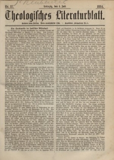 Theologisches Literaturblatt, 4. Juli 1884, Nr 27.