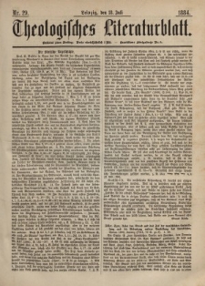 Theologisches Literaturblatt, 18. Juli 1884, Nr 29.
