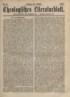 Theologisches Literaturblatt, 1. August 1884, Nr 31.