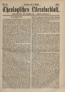 Theologisches Literaturblatt, 15. August 1884, Nr 33.