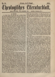 Theologisches Literaturblatt, 29. August 1884, Nr 35.