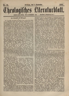 Theologisches Literaturblatt, 5. September 1884, Nr 36.