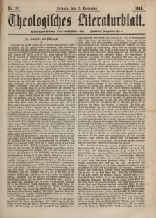 Theologisches Literaturblatt, 12. September 1884, Nr 37.