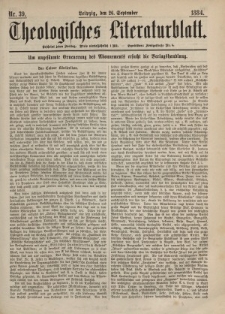 Theologisches Literaturblatt, 26. September 1884, Nr 39.