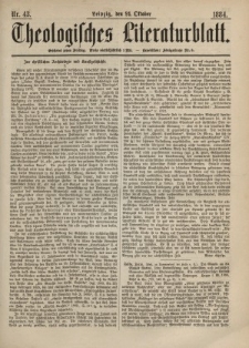 Theologisches Literaturblatt, 24. Oktober 1884, Nr 43.