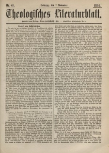 Theologisches Literaturblatt, 7. November 1884, Nr 45.