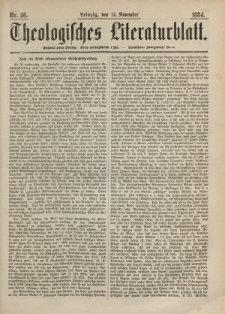 Theologisches Literaturblatt, 14. November 1884, Nr 46.