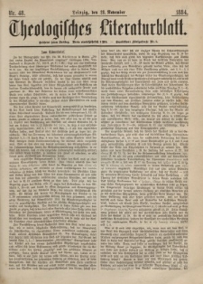 Theologisches Literaturblatt, 28. November 1884, Nr 48.