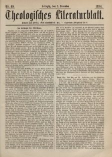 Theologisches Literaturblatt, 5. Dezember 1884, Nr 49.