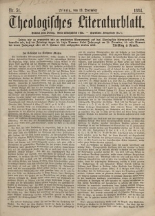 Theologisches Literaturblatt, 19. Dezember 1884, Nr 51.