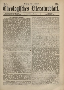 Theologisches Literaturblatt, 8. Januar 1885, Nr 1.