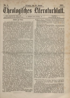 Theologisches Literaturblatt, 30. Januar 1885, Nr 4.