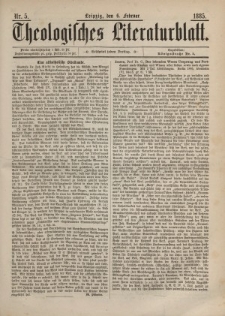 Theologisches Literaturblatt, 6. Februar 1885, Nr 5.