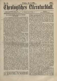 Theologisches Literaturblatt, 13. März 1885, Nr 10.