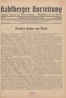 Kahlberger Kurzeitung Nr. 16, 11. September 1937, 12. Jahrgang