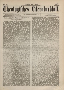 Theologisches Literaturblatt, 1. Mai 1885, Nr 17.
