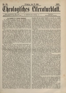 Theologisches Literaturblatt, 22. Mai 1885, Nr 20.