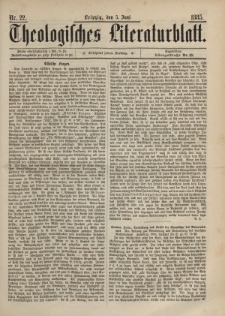 Theologisches Literaturblatt, 5. Juni 1885, Nr 22.