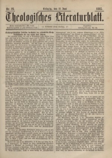 Theologisches Literaturblatt, 12. Juni 1885, Nr 23.