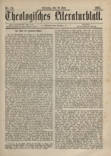 Theologisches Literaturblatt, 19. Juni 1885, Nr 24.