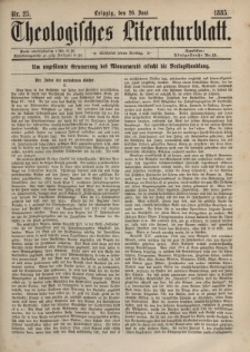 Theologisches Literaturblatt, 26. Juni 1885, Nr 25.