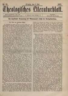 Theologisches Literaturblatt, 3. Juli 1885, Nr 26.